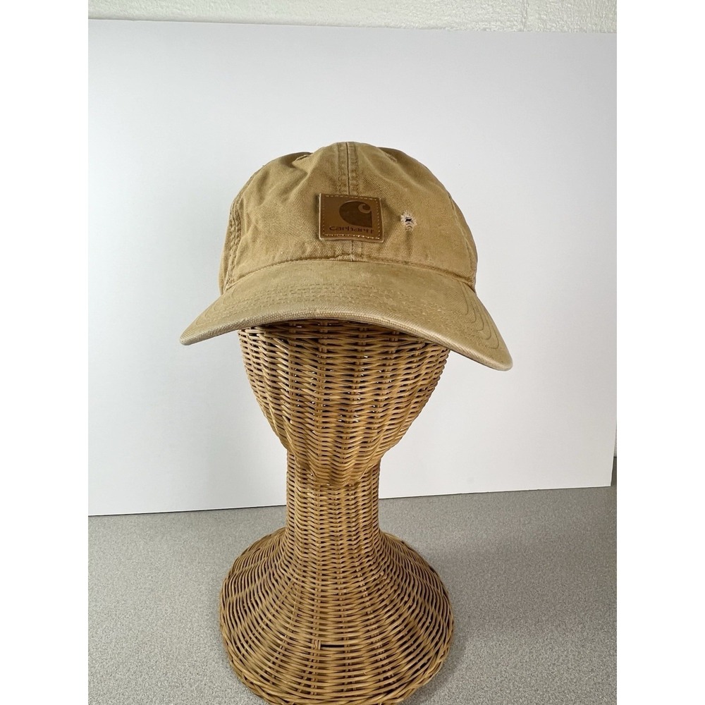 Carhartt Hat Cap Strap Back Canvas Patch Workwear Distressed Worn